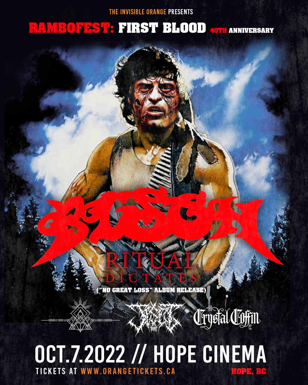 Rambo First Blood 40th Anniversary Show with BISON, RITUAL DICTATES (album release) and more
